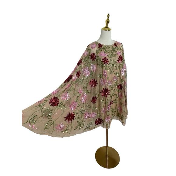 MAC DUGGAL 6123 Embellished Floral Beaded Mesh Shawl Mini Dress Size 8 $498 - Picture 4 of 11